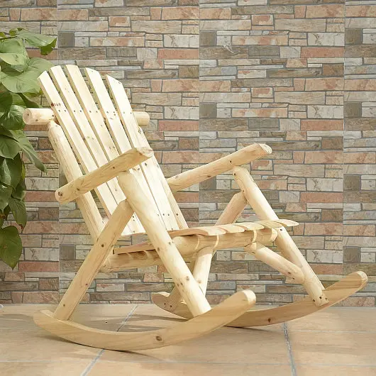 Costway Waterproof Wood Single Porch Rocker Lounge Patio Rocking Chair, OP3890