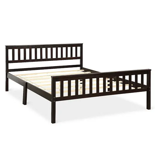Costway Wood Bed Frame Substantiate Platform Headboard and Footboard, HW61697