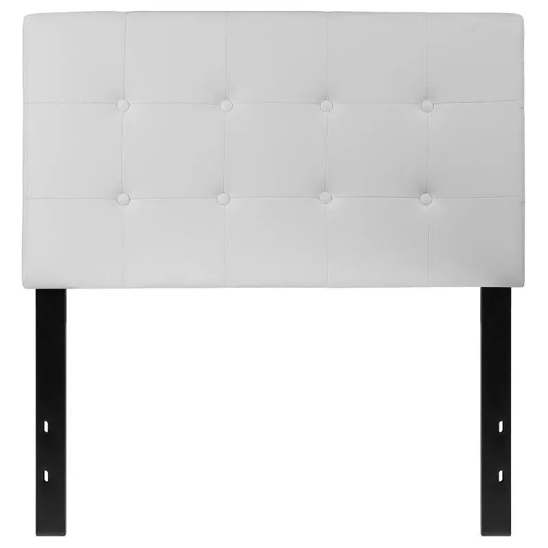 Flash Adjustable Furniture Lennox Tufted Upholstered Twin Size Headboard White Vinyl, HG-HB1705-T-W-GG Flash Furniture