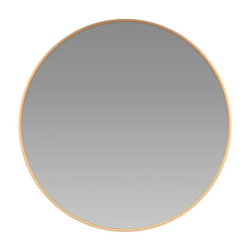 Flash Advanced Furniture Julianne 24" Round Gold Metal Framed Wall Mirror - Large Accent Mirror Bathroom, Vanity, Din...