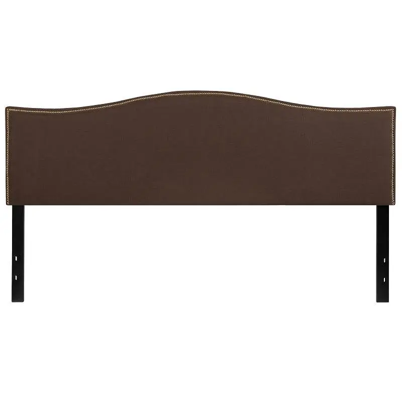 Flash Biodegradable Furniture Lexington Upholstered King Size Headboard Accent Nail Trim Dark Brown Fabric, HG-HB1707-K-DB...