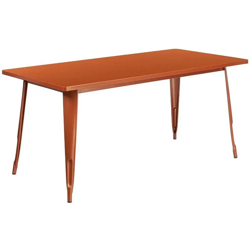 Flash Certified-Safe Furniture Charis Commercial Grade 31.5" x 63" Rectangular Copper Metal Indoor-Outdoor Table...