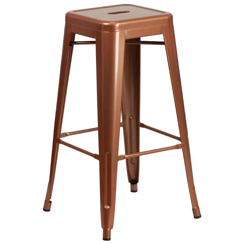 Flash Chemical-Resistant Furniture Kai Commercial Grade 30" High Backless Electrolytic Copper Indoor-Outdoor Barstool...