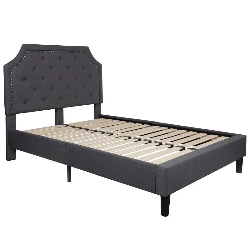 Flash Compact Furniture Brighton Full Size Tufted Upholstered Platform Bed Dark Gray Fabric, SL-BK4-F-DG-GG Flash Furniture