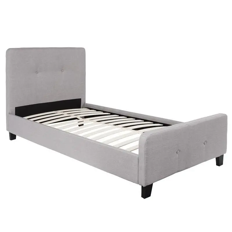 Flash Convertible Furniture Tribeca Twin Size Tufted Upholstered Platform Bed Light Gray Fabric, HG-25-GG Flash Furniture