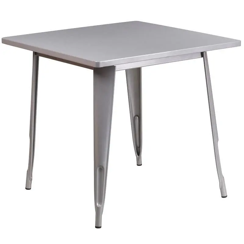 Flash Custom Furniture Felix Commercial Grade 31.5" Square Chrome Silver Metal Indoor-Outdoor Table, ET-CT002-1-SIL-G...