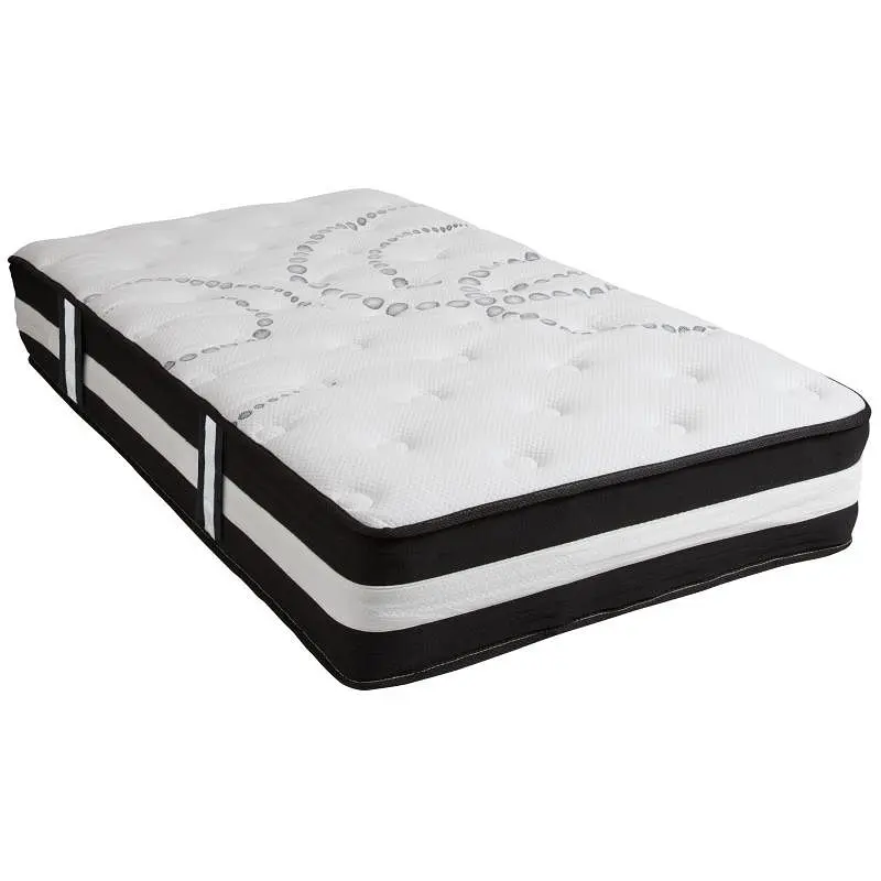 Flash Deluxe Furniture End Capri Cozy Sleep 12 Inch CertiPUR-US Certified Hybrid Pocket Spring Mattress, Twin Mattress Box...