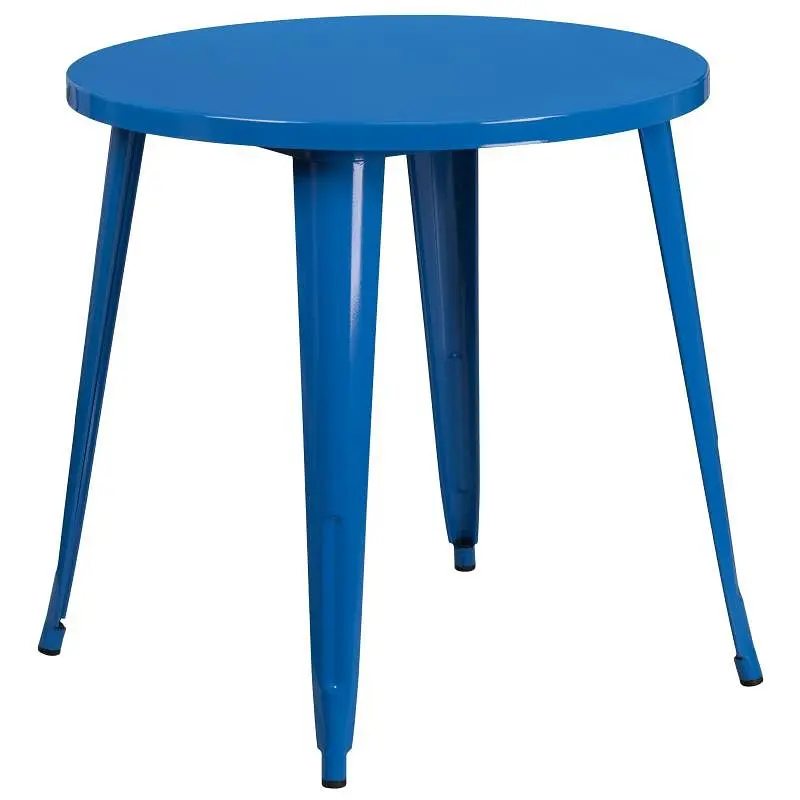 Flash Deluxe Furniture Jeffrey Commercial Grade 30" Round Blue Metal Indoor-Outdoor Table, CH-51090-29-BL-GG Flash Fu...