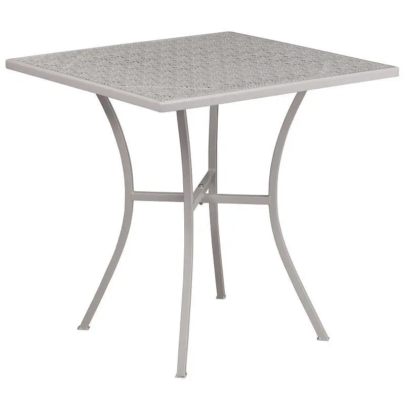 Flash Dependable Furniture Oia Commercial Grade 28" Square Light Gray Indoor-Outdoor Steel Patio Table, CO-5-SIL-GG F...