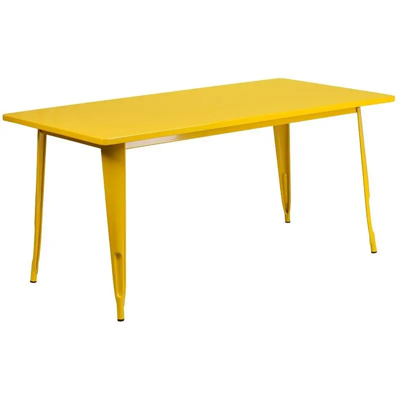 Flash Durable Furniture Charis Commercial Grade 31.5" x 63" Rectangular Yellow Metal Indoor-Outdoor Table, ET-CT...