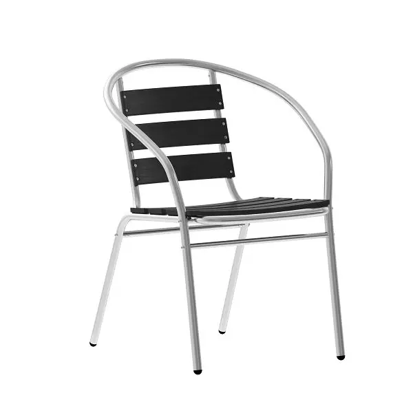 Flash Easy Furniture Lila Commercial Midnight Black Metal Restaurant Stack Chair Triple Slat Back, TLH-017W-BK-GG Flash Fu...