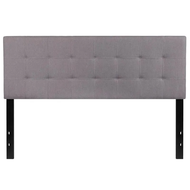 Flash Easy-Install Furniture Bedford Tufted Upholstered Queen Size Headboard Light Gray Fabric, HG-HB1704-Q-LG-GG Flash Fu...