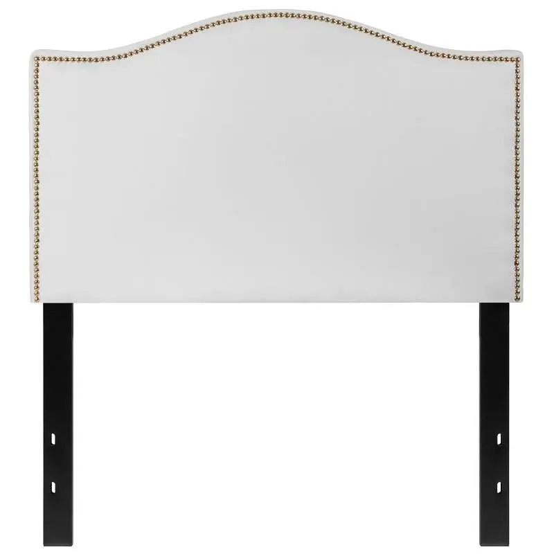 Flash Enhanced Furniture Lexington Upholstered Twin Size Headboard Accent Finishing Nail Trim White Fabric, HG-HB1707-T-W-...