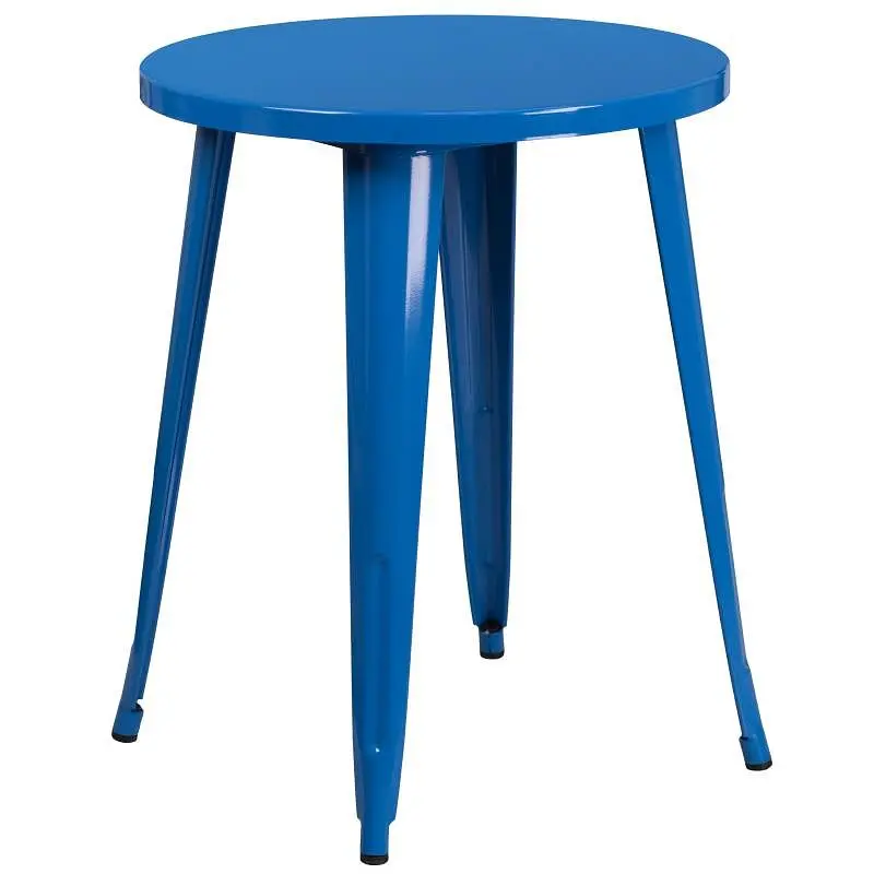 Flash Extra-Strong Furniture Webb Commercial Grade 24" Round Blue Metal Indoor-Outdoor Table, CH-51080-29-BL-GG Flash...