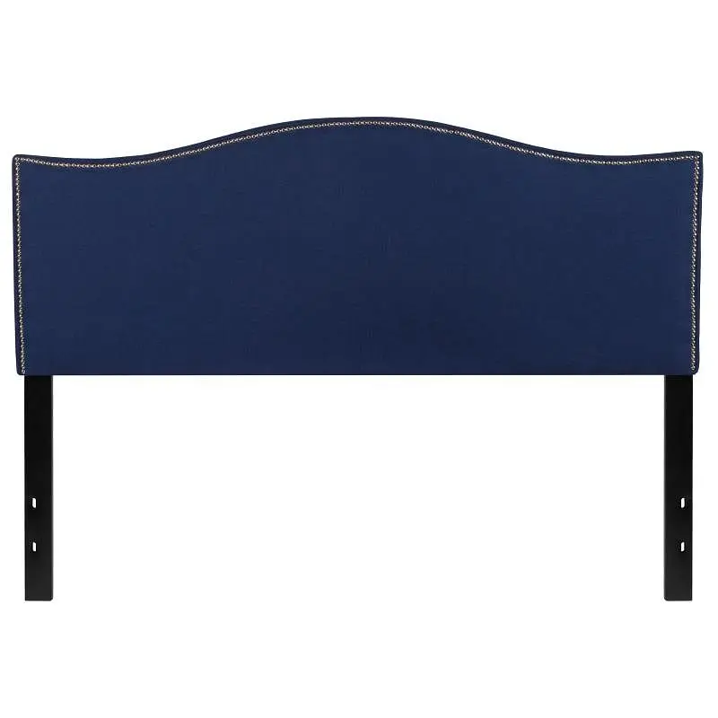 Flash Fast-Acting Furniture Lexington Upholstered Queen Size Headboard Accent Nail Trim Navy Fabric, HG-HB1707-Q-N-GG Flas...