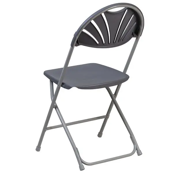 Flash First-Rate Furniture HERCULES Series 650 lb. Threaded Capacity Charcoal Plastic Fan Back Folding Chair, Pack 2, 2-LE...