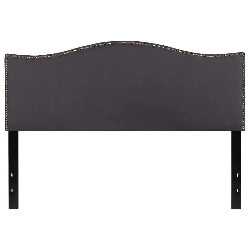 Flash Fluorescent Furniture Lexington Upholstered Queen Size Headboard Accent Nail Trim Dark Gray Fabric, HG-HB1707-Q-DG-G...