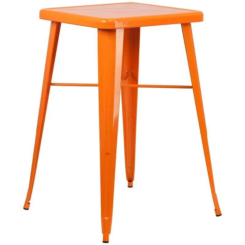 Flash Furniture Aaron Commercial Grade 23.75" Square Burnt Orange Metal Indoor-Outdoor Bar Height Table, CH-31330-OR-GG