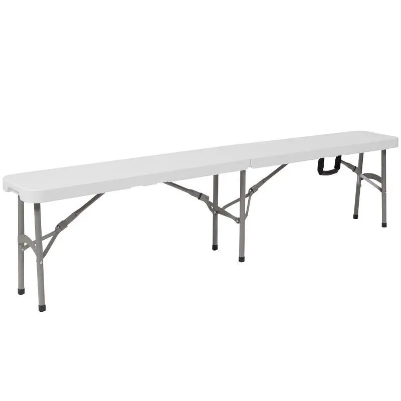 Flash Furniture Atlas 11''W x 72"L Bi-Fold Granite White Folding Bench Carrying Handle, DAD-YCD-183Z-2-GG