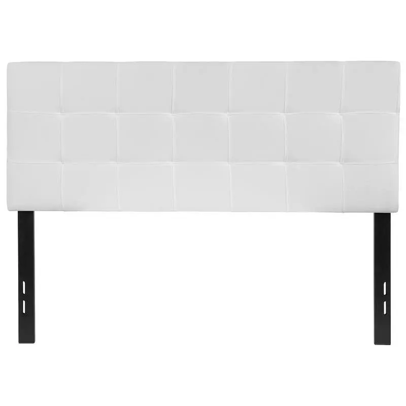 Flash Furniture Bedford Tufted Upholstered Full Size Headboard White Fabric, HG-HB1704-F-W-GG