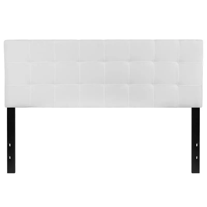 Flash Furniture Bedford Tufted Upholstered Queen Size Headboard White Fabric, HG-HB1704-Q-W-GG