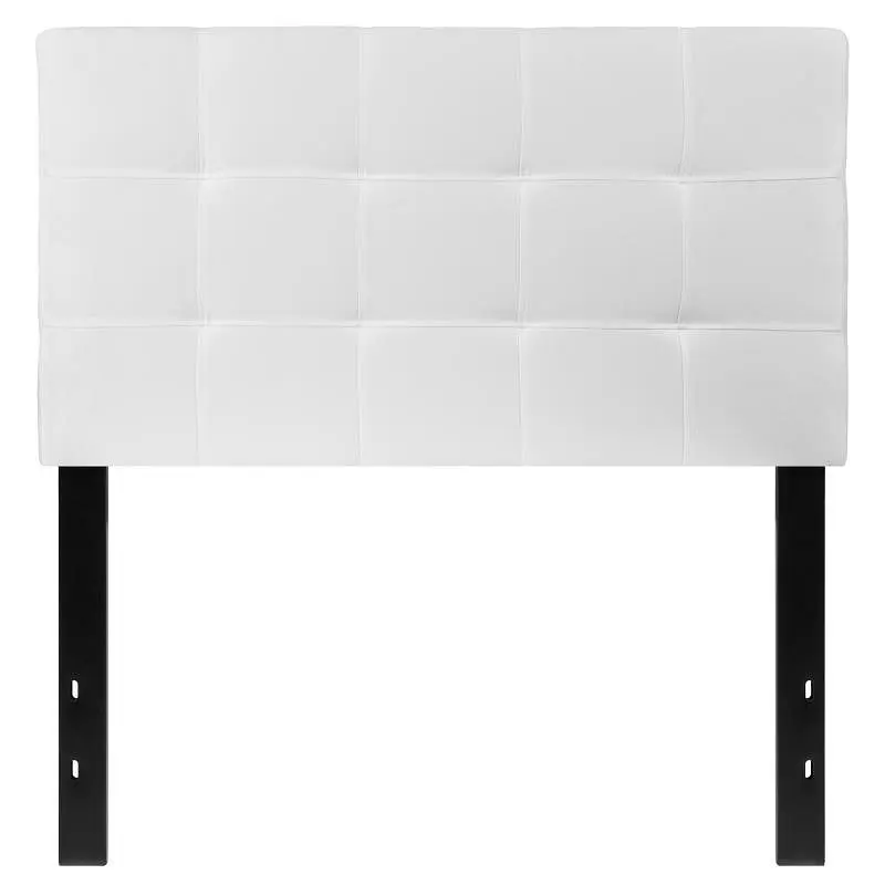 Flash Furniture Bedford Tufted Upholstered Twin Size Headboard Snow White Fabric, HG-HB1704-T-W-GG