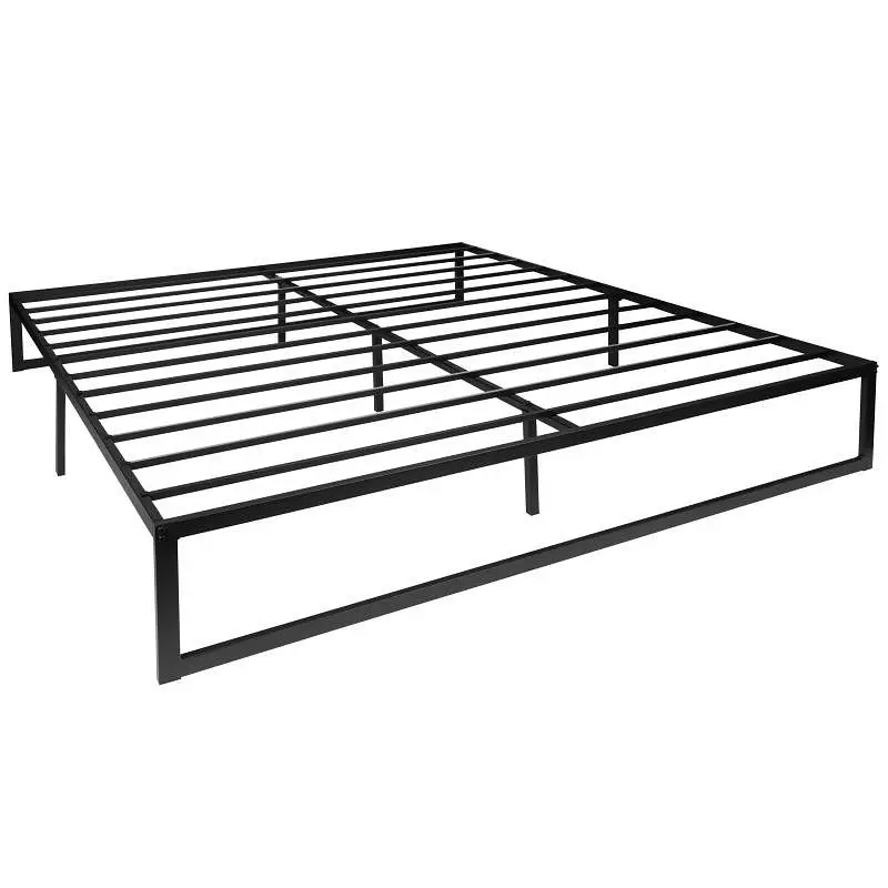 Flash Furniture Bentley Universal 14" Metal Platform Bed Frame High-Carbon Steel Slat Substantiate & Quick Lock P...