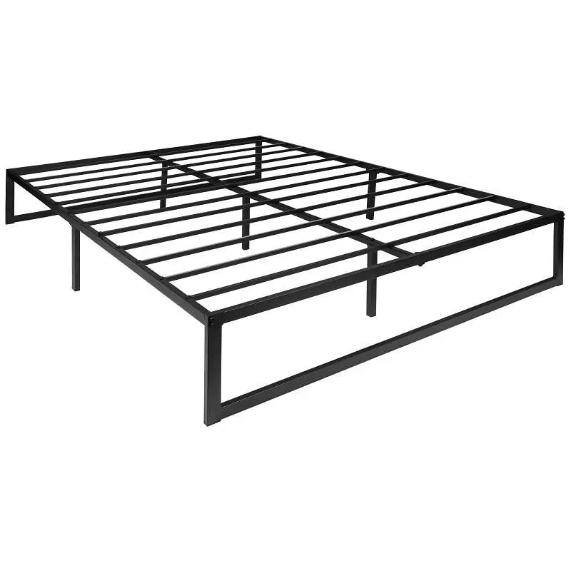 Flash Furniture Bentley Universal 14" Metal Platform Bed Frame Steel Slat Substantiate & Quick Lock Practicality ...