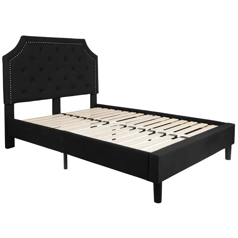 Flash Furniture Brighton Full Size Tufted Upholstered Platform Bed Black Fabric, SL-BK4-F-BK-GG
