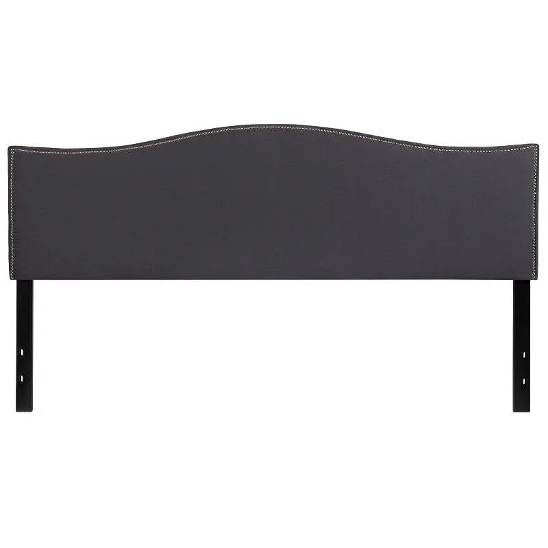 Flash Non-Toxic Furniture Lexington Upholstered King Size Headboard Accent Spiral Nail Trim Dark Gray Fabric, HG-HB1707-K-...