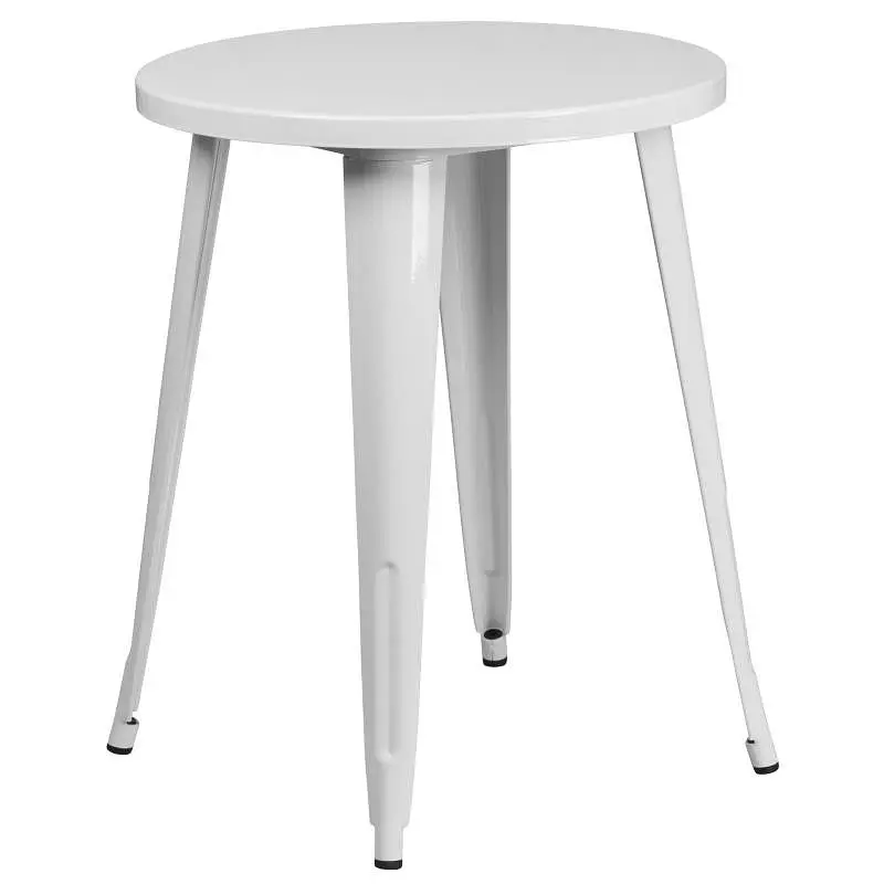 Flash Non-Toxic Furniture Webb Commercial Grade 24" Round White Metal Indoor-Outdoor Table, CH-51080-29-WH-GG Flash F...