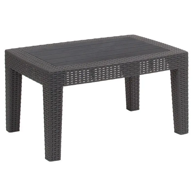 Flash Optimized Furniture Seneca Dark Gray Faux Rattan Coffee Table, DAD-SF2-T-DKGY-GG Flash Furniture