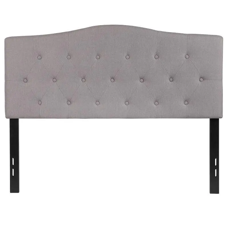 Flash Oversized Furniture Cambridge Tufted Upholstered Full Size Headboard Light Charcoal Fabric, HG-HB1708-F-LG-GG Flash ...
