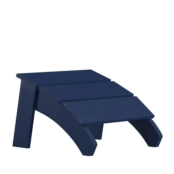 Flash Oversized Furniture Sawyer Modern Commercial Grade All-Weather Poly Resin Wood Adirondack Ottoman Foot Rest Navy, JJ...
