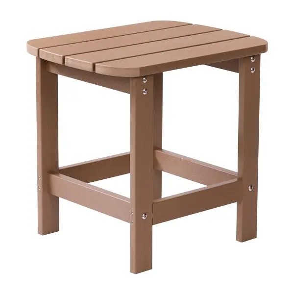 Flash Performance Furniture Charlestown All-Weather Poly Resin Wood Adirondack Side Table Unfinished Cedar, JJ-T14001-BR-G...