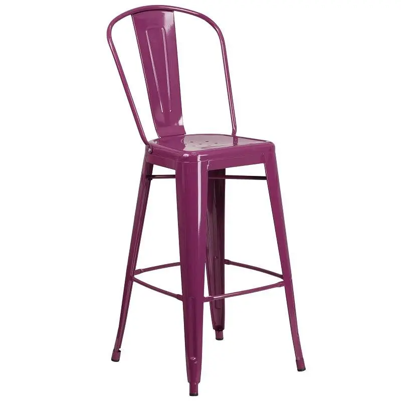 Flash Performance Furniture Cindy Commercial Grade 30" High Purple Metal Indoor-Outdoor Barstool Back, ET-3534-30-PUR...