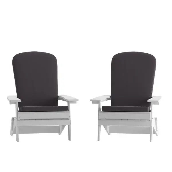 Flash Plug-and-Play Furniture Charlestown All-Weather Poly Resin Indoor/Outdoor Folding Adirondack Chairs Snow White Gray ...
