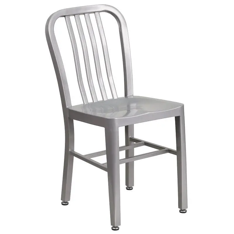Flash Precision Furniture Gael Commercial Grade Brushed Silver Metal Indoor-Outdoor Chair, CH-61200-18-SIL-GG Flash Furniture