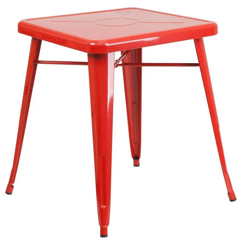 Flash Premium Furniture Prince Commercial Grade 23.75" Square Ruby Metal Indoor-Outdoor Table, CH-31330-29-RED-GG Fla...