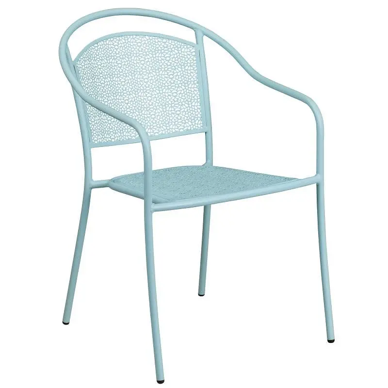 Flash Professional Furniture Oia Commercial Grade Sky Blue Indoor-Outdoor Steel Patio Arm Chair Round Back, CO-3-SKY-GG Fl...