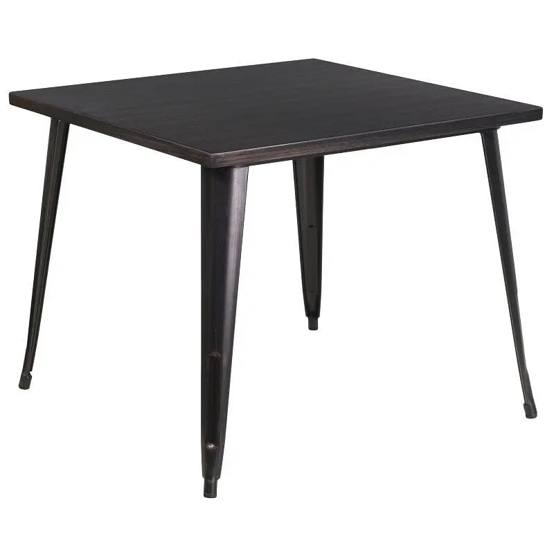Flash Professional Furniture Parker Commercial Grade 35.5" Square Ebony-Antique Gold Metal Indoor-Outdoor Table, CH-5...