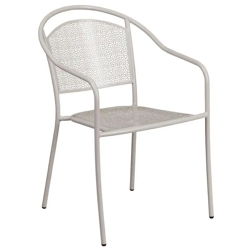 Flash Professional-Grade Furniture Oia Commercial Grade Light Gray Indoor-Outdoor Steel Patio Arm Chair Round Back, CO-3-S...