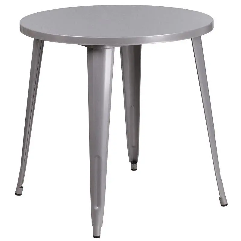 Flash Pro-Series Furniture Jeffrey Commercial Grade 30" Round Silver Metal Indoor-Outdoor Table, CH-51090-29-SIL-GG F...