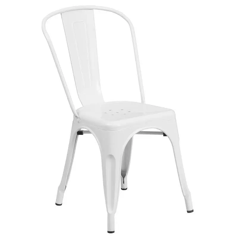 Flash Quality Furniture Perry Commercial Grade Bright White Metal Indoor-Outdoor Stackable Chair, CH-31230-WH-GG Flash Fur...