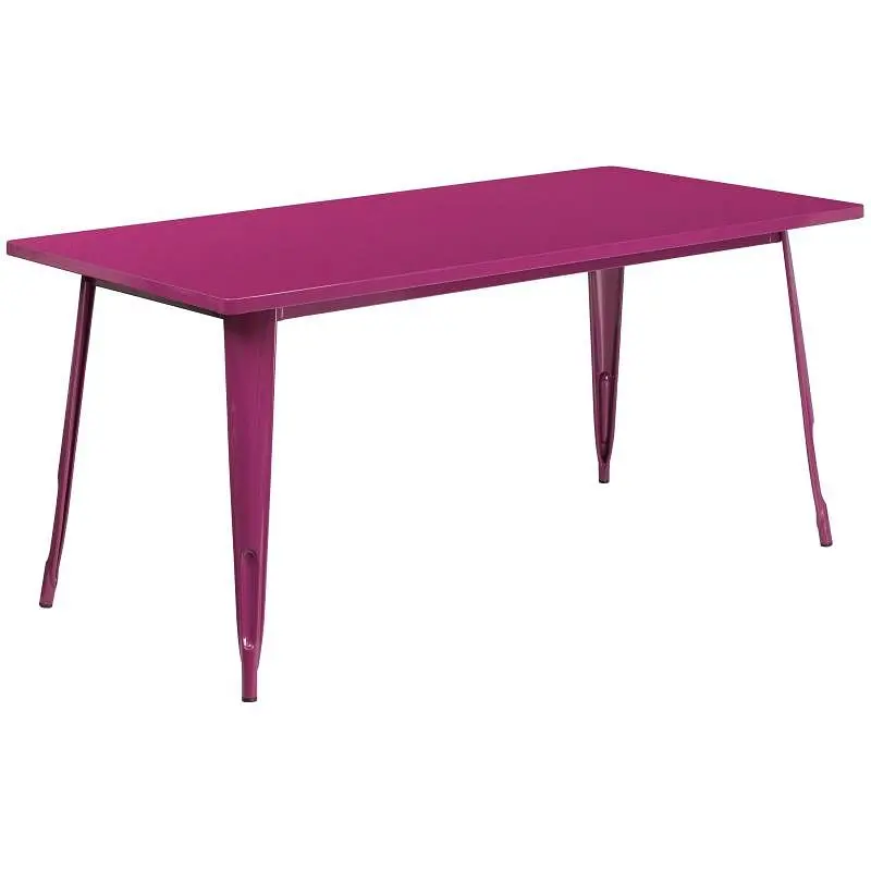 Flash Quick-Connect Furniture Charis Commercial Grade 31.5" x 63" Rectangular Purple Metal Indoor-Outdoor Table,...