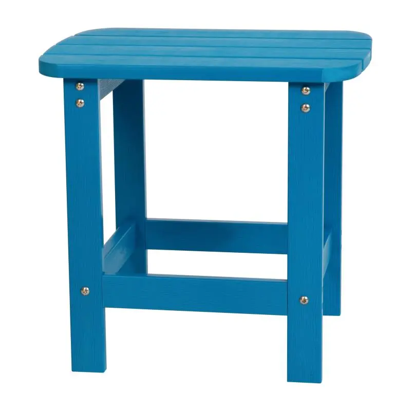 Flash Rapid Furniture Charlestown All-Weather Poly Resin Wood Adirondack Side Table Royal Blue, JJ-T14001-BLU-GG Flash Fur...