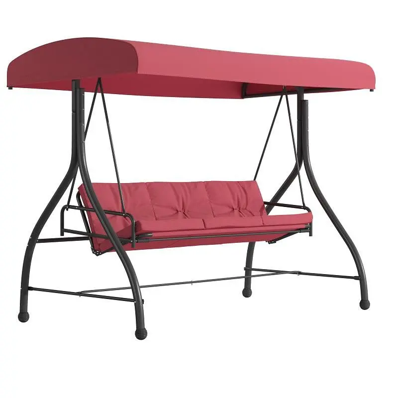 Flash Reinforced Furniture Tellis 3-Seat Outdoor Mild Steel Converting Patio Swing Canopy Hammock Cushions / Outdoor Swing...