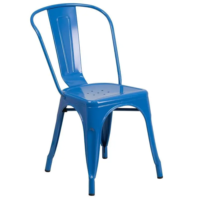 Flash Reliable Furniture Perry Commercial Grade Blue Metal Indoor-Outdoor Stackable Chair, CH-31230-BL-GG Flash Furniture