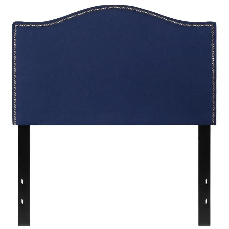 Flash Safe Furniture Lexington Upholstered Twin Size Headboard Accent Nail Trim Navy Fabric, HG-HB1707-T-N-GG Flash Furniture