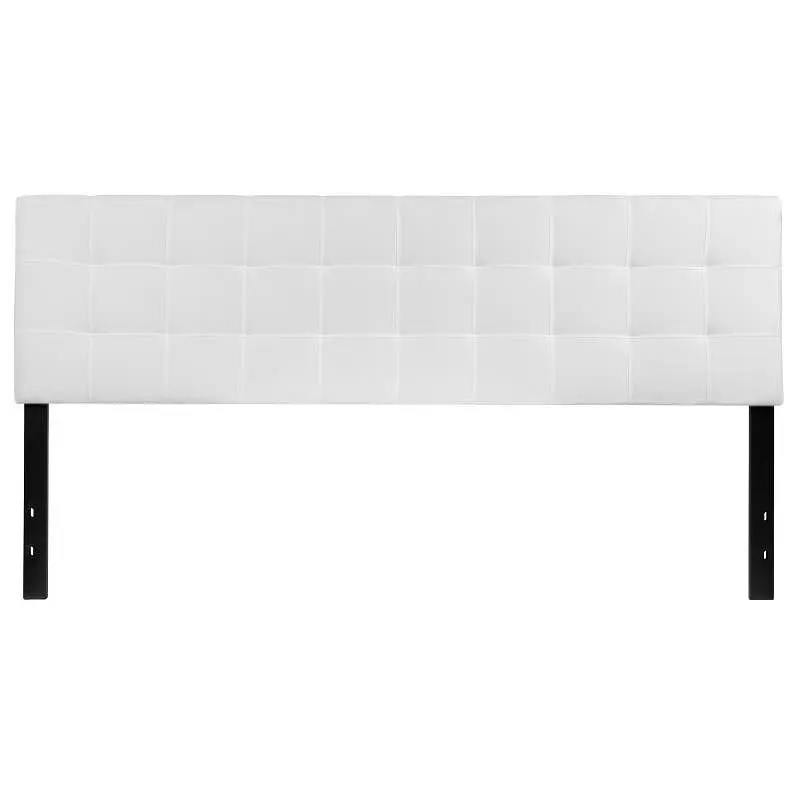 Flash Simple Furniture Bedford Tufted Upholstered King Size Headboard White Fabric, HG-HB1704-K-W-GG Flash Furniture